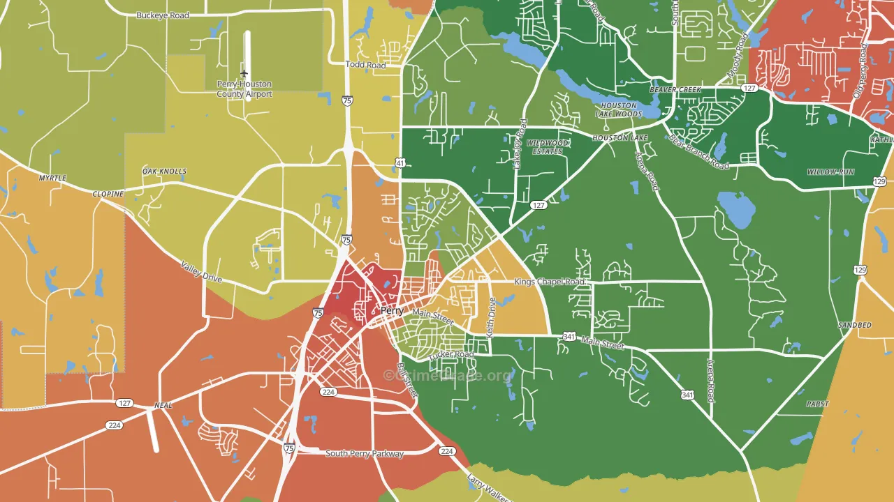 Perry, GA Map of Theft Rates