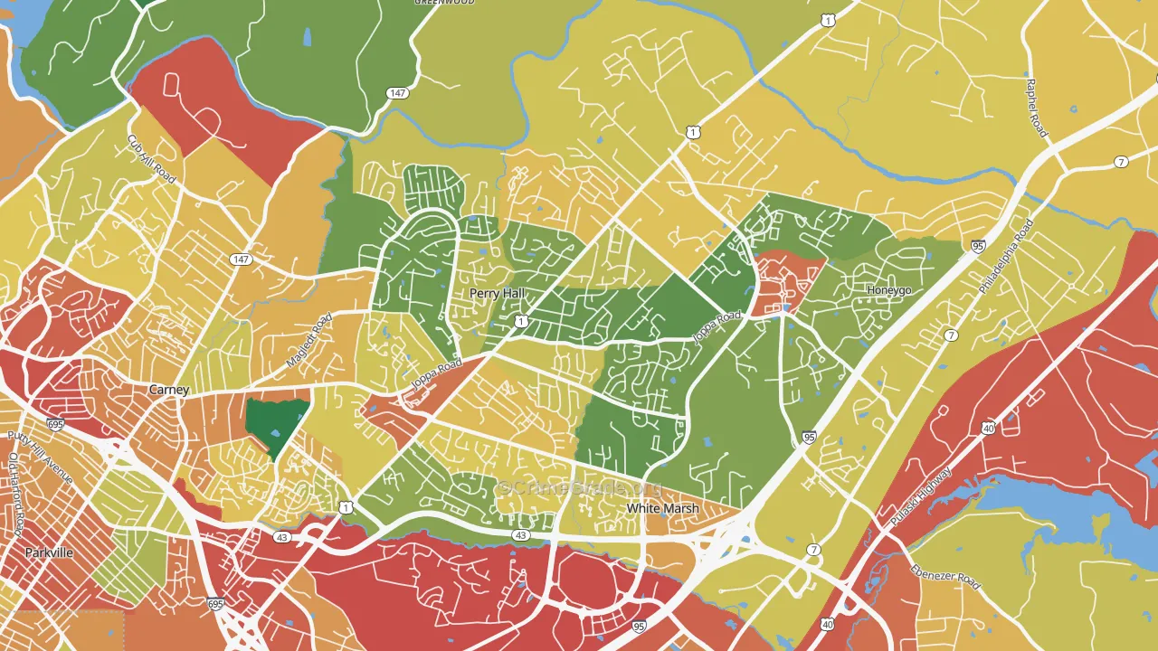 Perry Hall, MD Map of Theft Rates