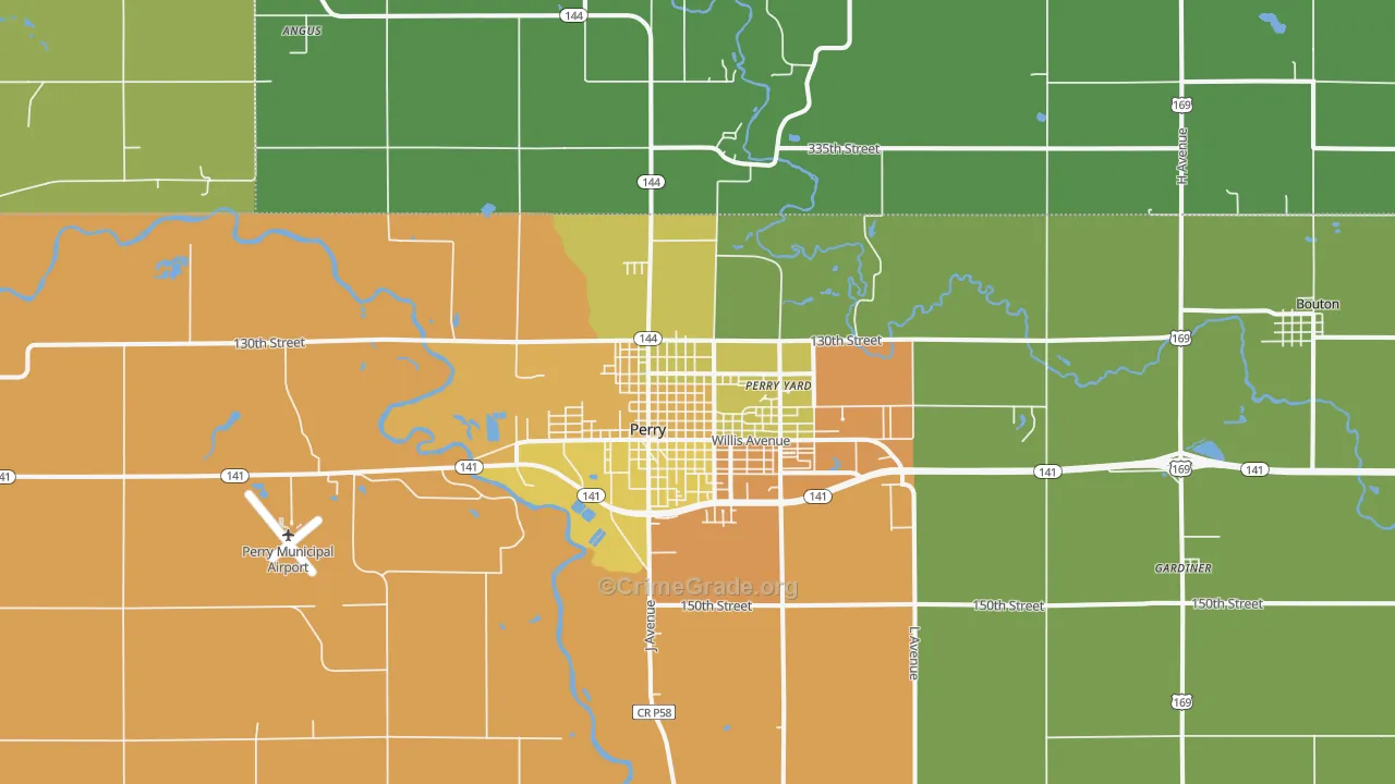 Perry, IA Map of Theft Rates