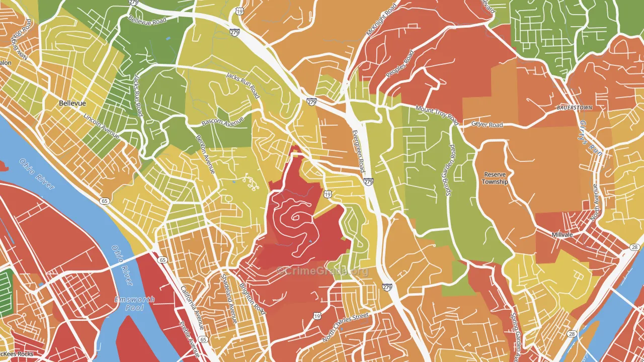 Perry North, Pittsburgh, PA Map of Theft Rates
