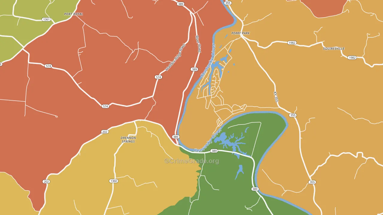 Perry Park, KY Map of Theft Rates