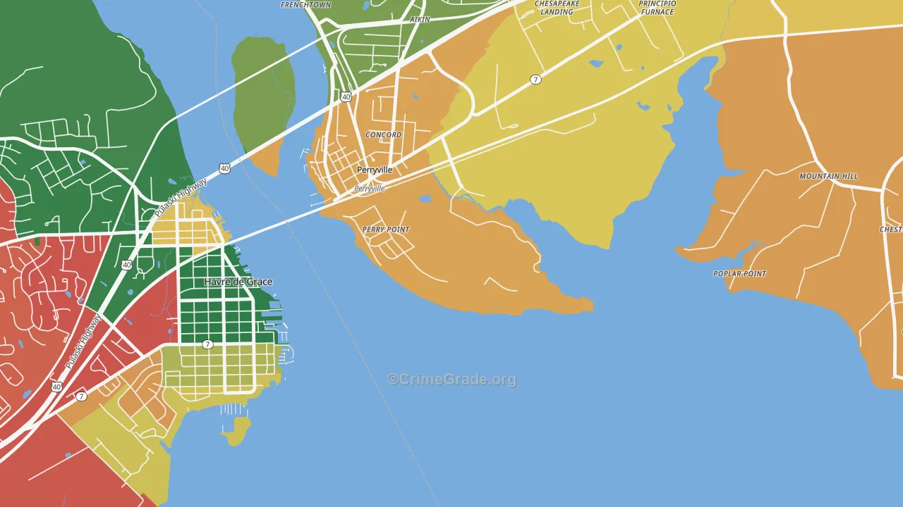 Perry Point, MD Map of Theft Rates
