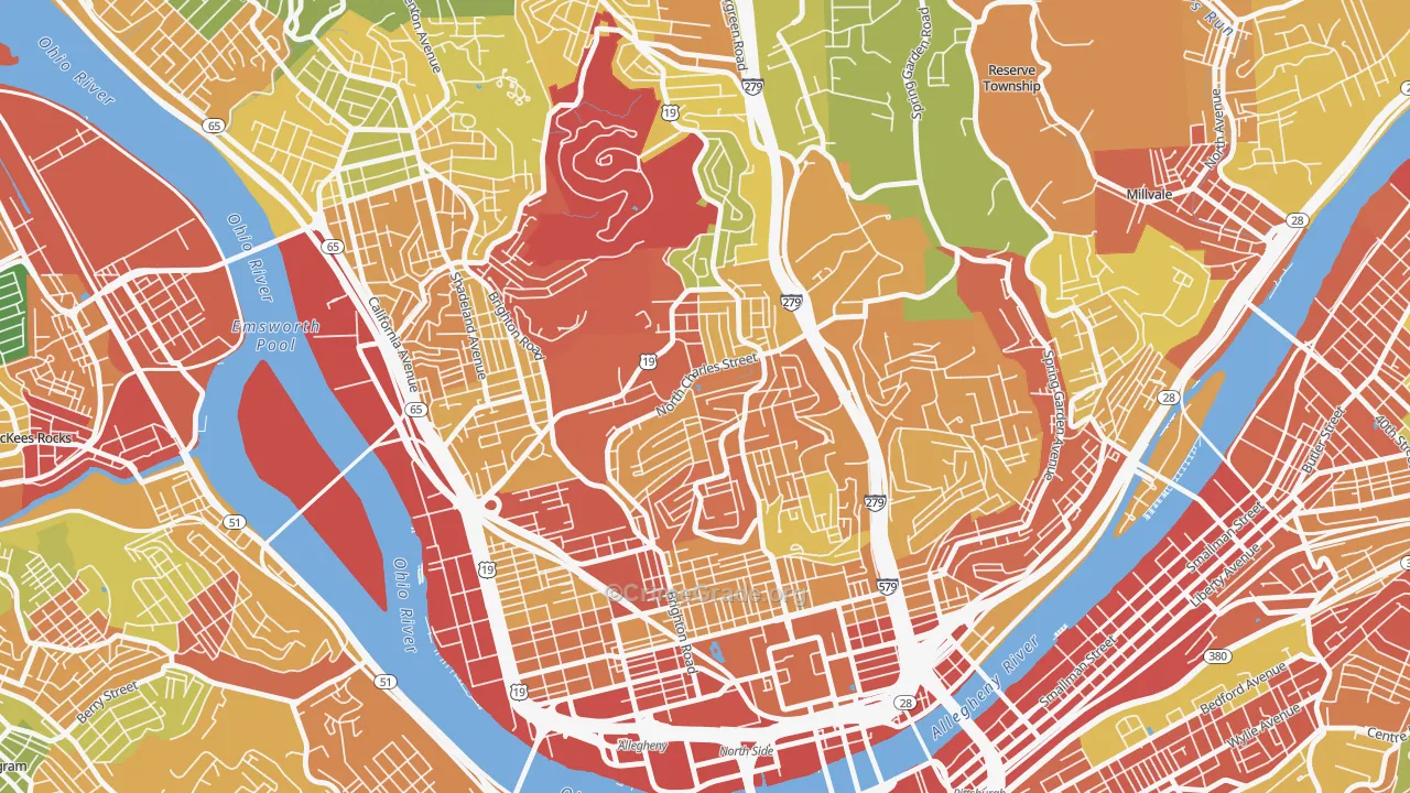 Perry South, Pittsburgh, PA Map of Theft Rates