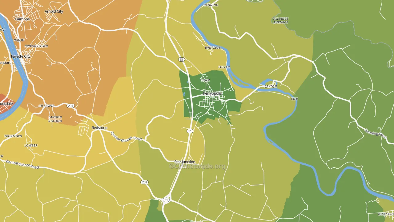 Perryopolis, PA Map of Theft Rates