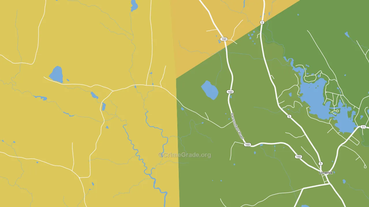Perrys Corner, ME Map of Theft Rates