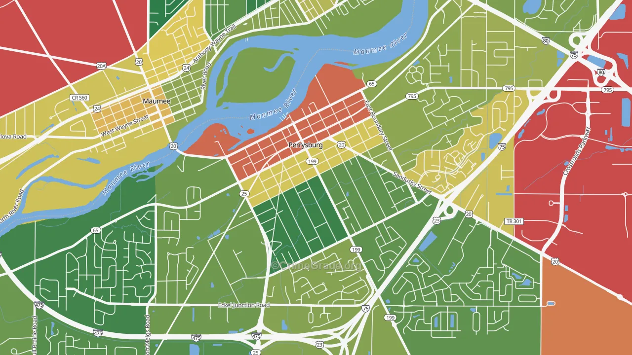 Perrysburg Historic District, Perrysburg, OH Map of Theft Rates