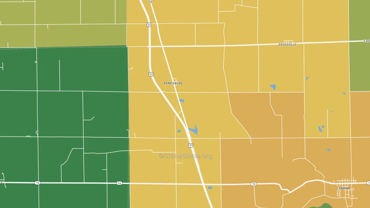 Perrysburg, IN Map of Theft Rates