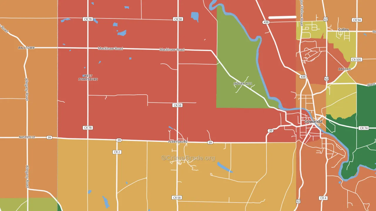 Perrysburg, NY Map of Theft Rates