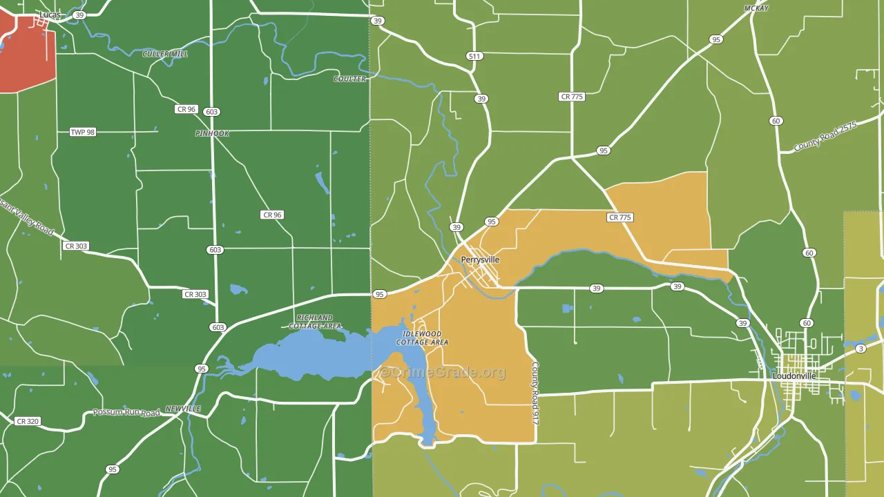 Perrysville, OH Map of Theft Rates