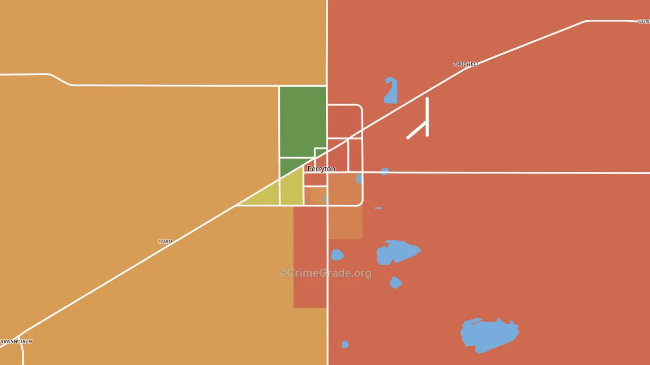 Perryton, TX Map of Theft Rates