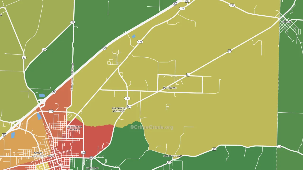 Perrytown, AR Map of Theft Rates