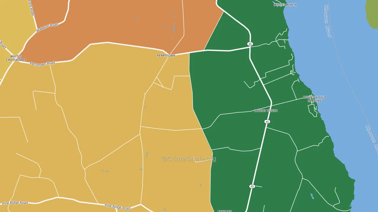 Perrytown, NC Map of Theft Rates