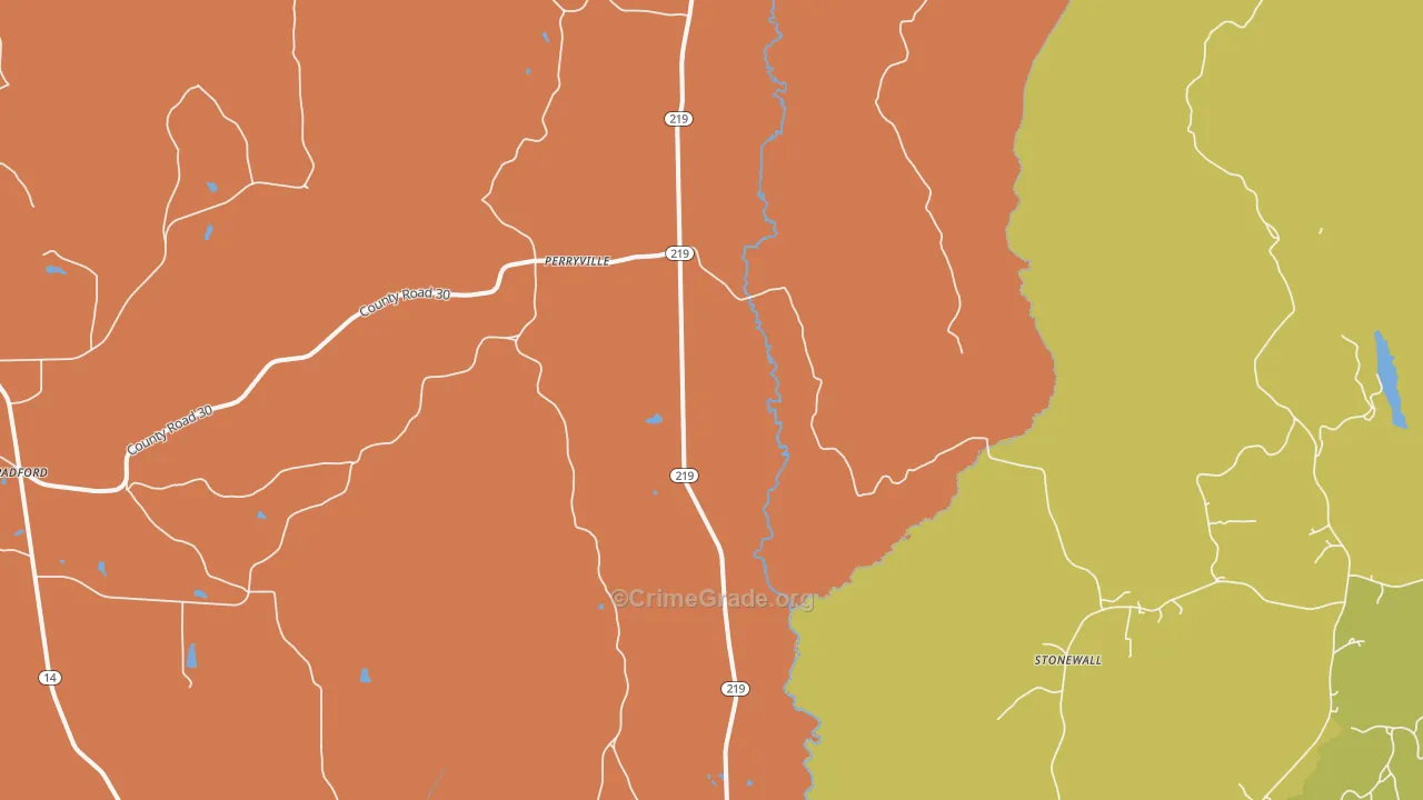 Perryville, AL Map of Theft Rates