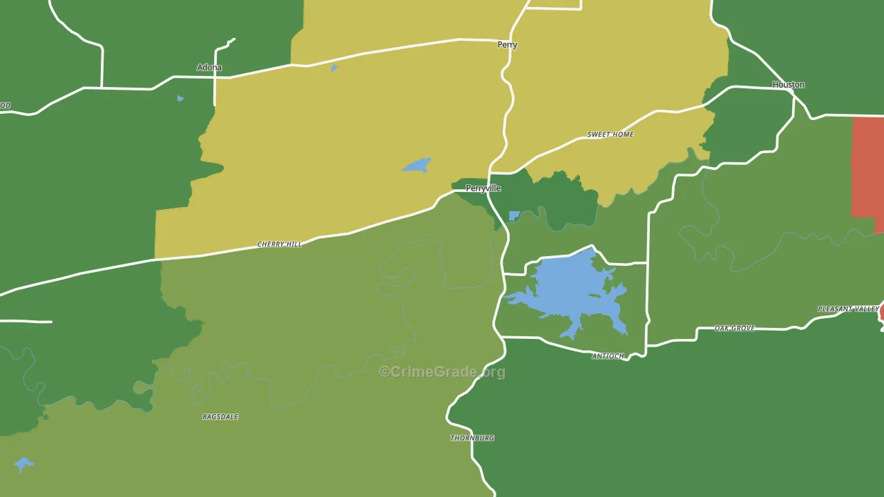 Perryville, AR Map of Theft Rates