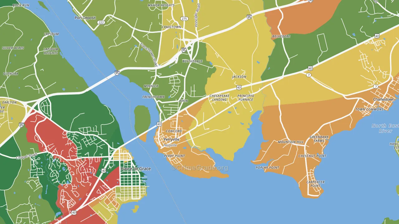 Perryville, MD Map of Theft Rates