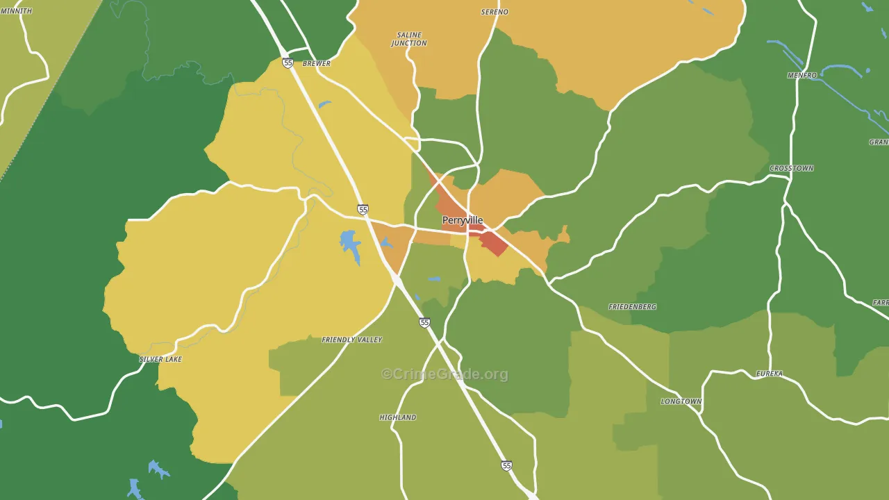 Perryville, MO Map of Theft Rates