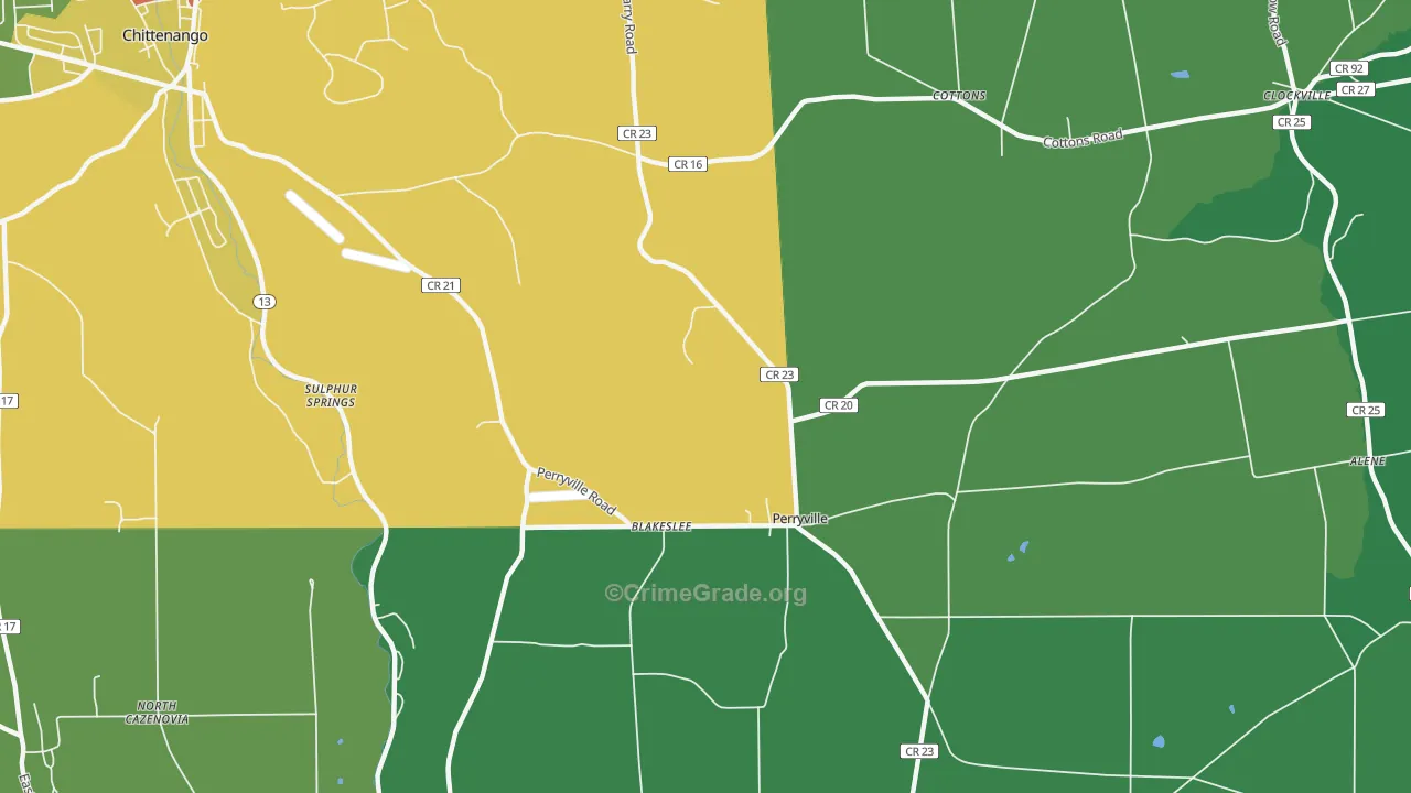 Perryville, NY Map of Theft Rates