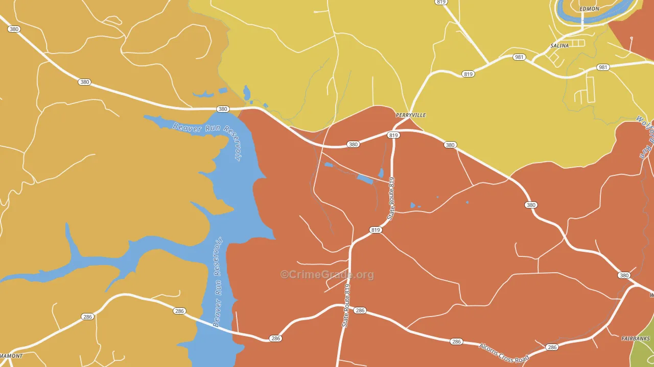 Perryville, PA Map of Theft Rates