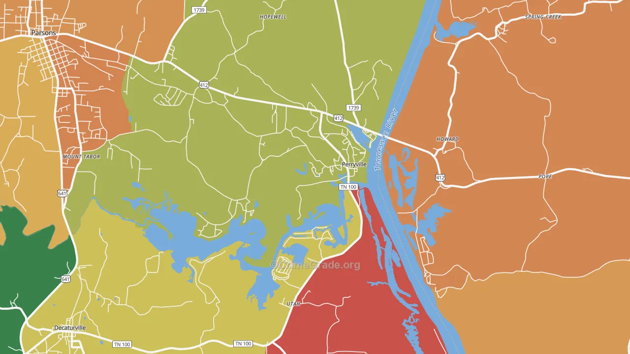 Perryville, TN Map of Theft Rates