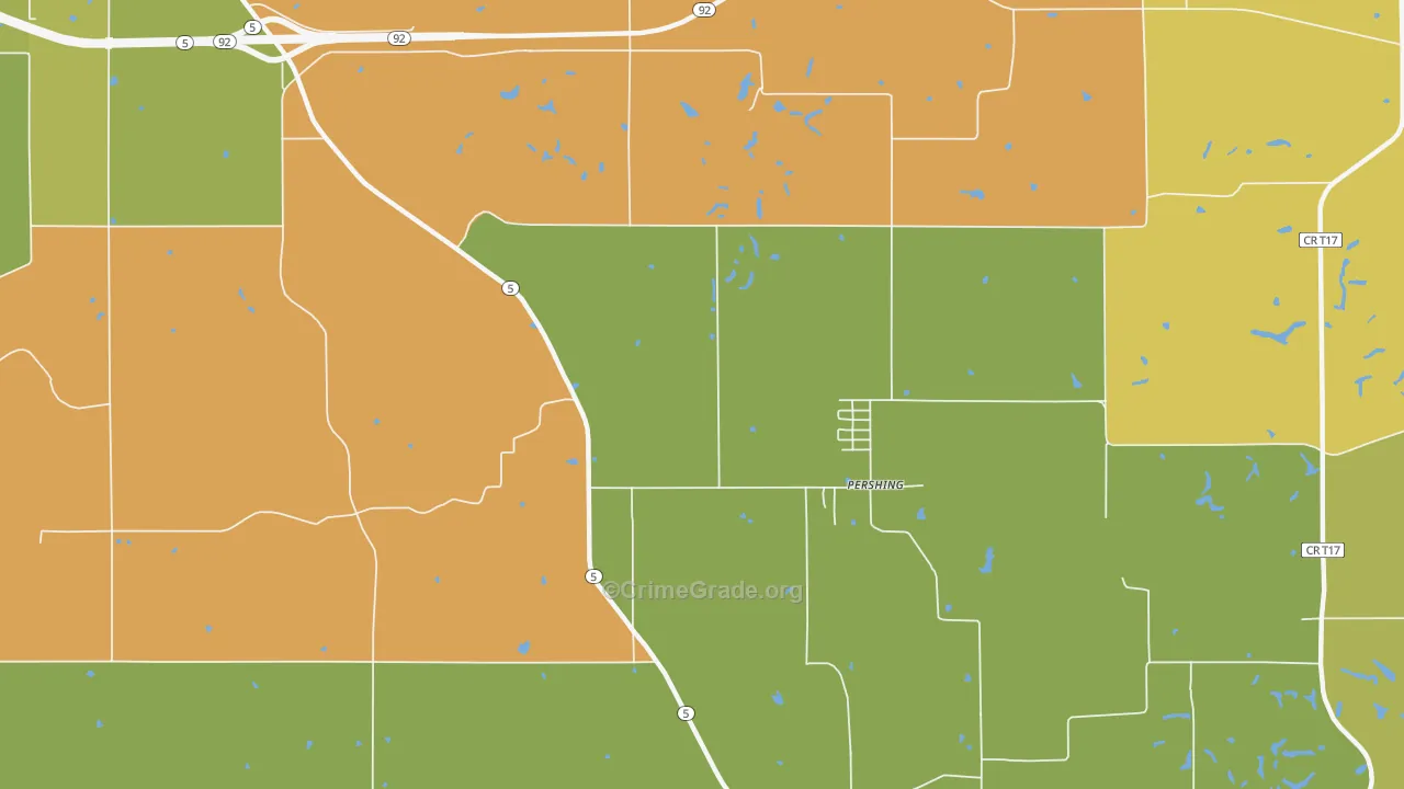 Pershing, IA Map of Theft Rates