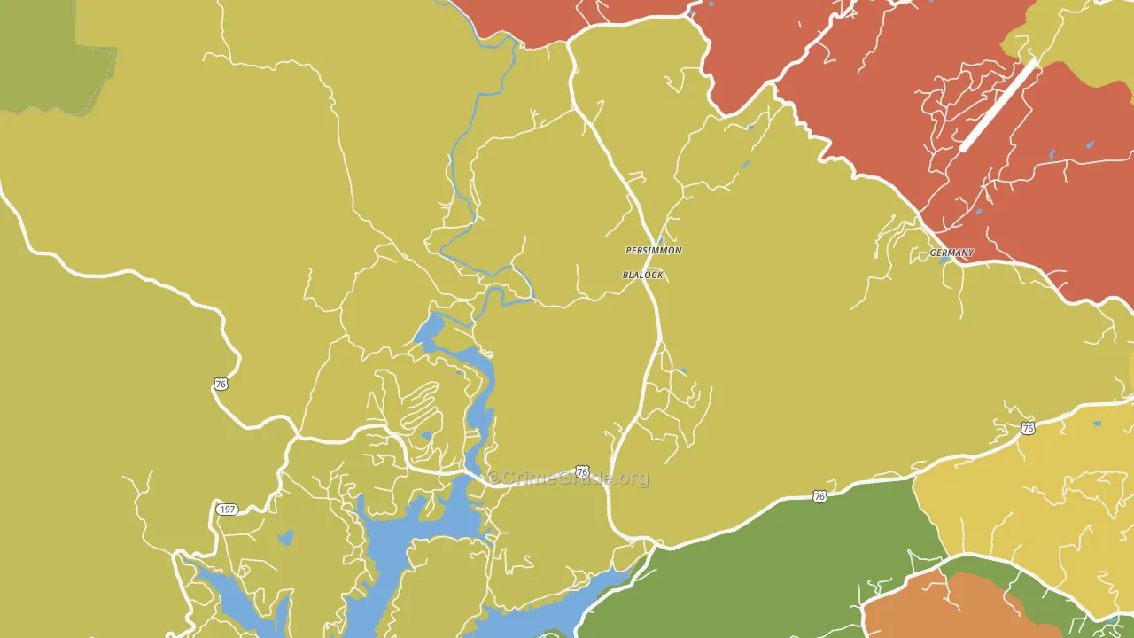 Persimmon, GA Map of Theft Rates