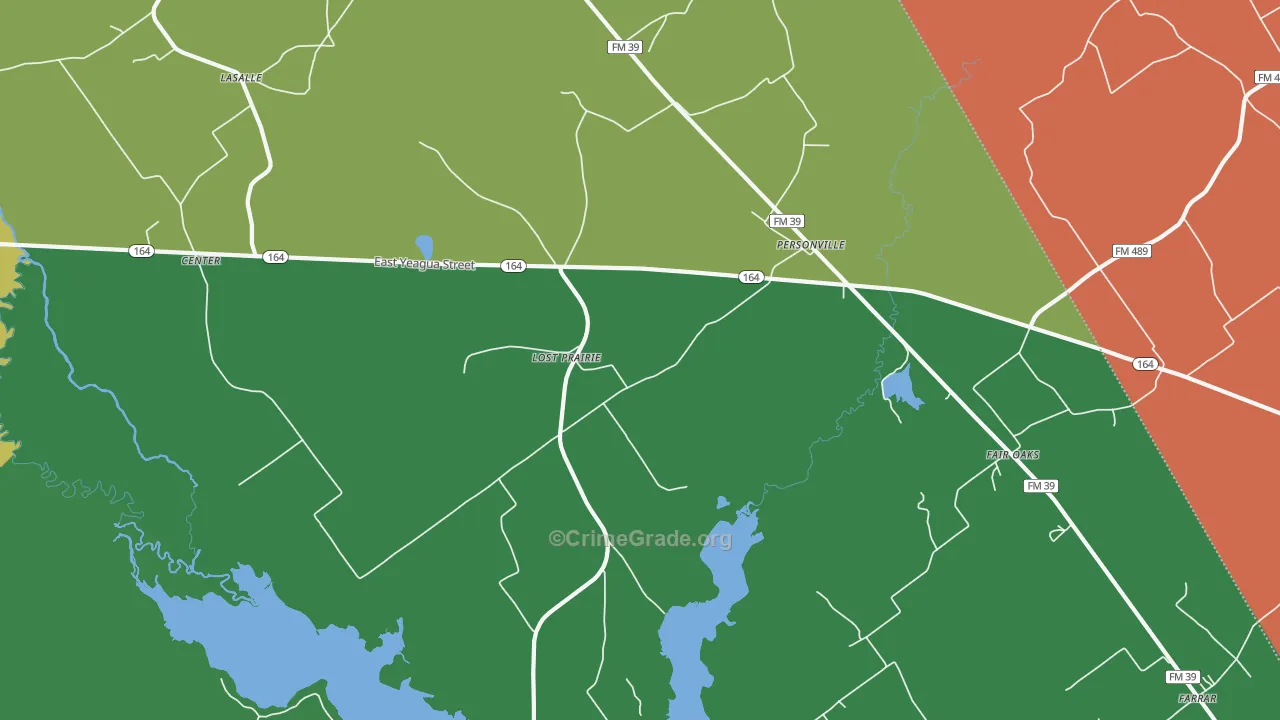 Personville, TX Map of Theft Rates