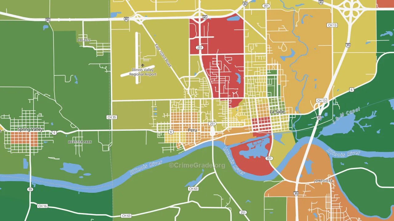 Peru, IL Map of Theft Rates