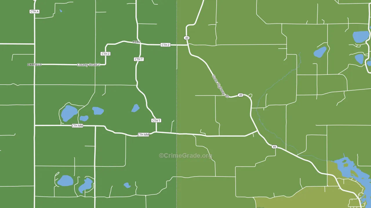 Peru, WI Map of Theft Rates