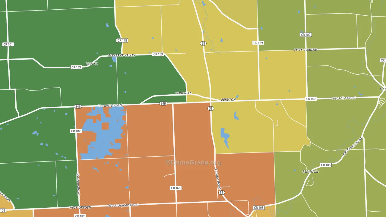 Peruville, NY Map of Theft Rates