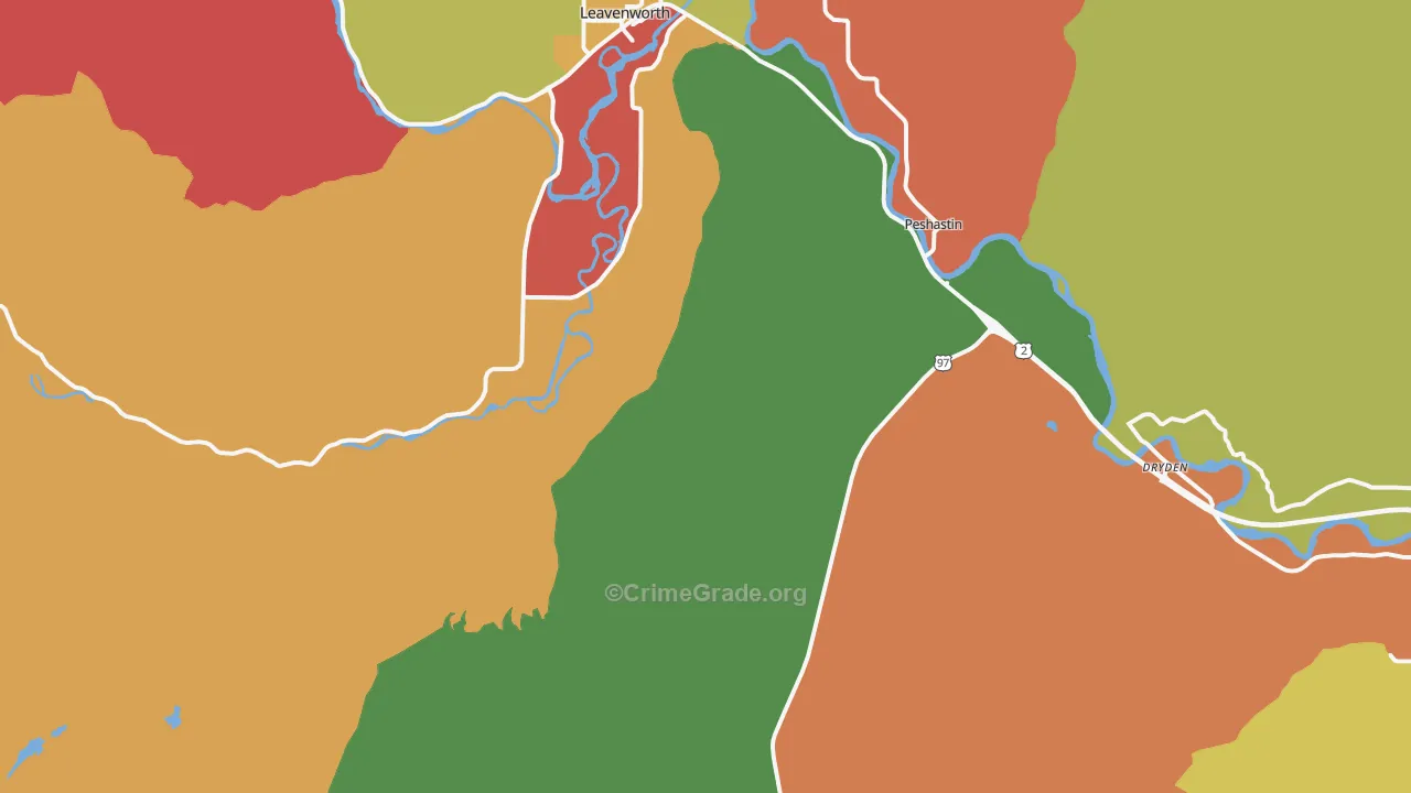 Peshastin, WA Map of Theft Rates