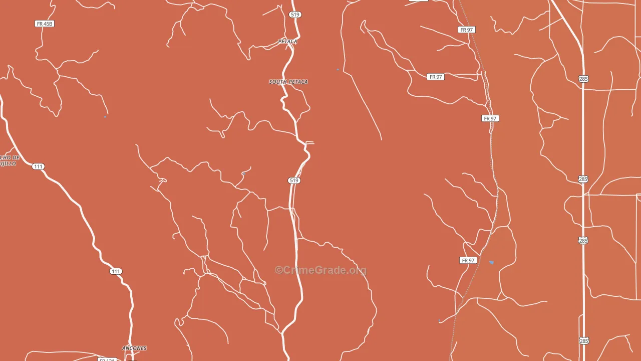 Petaca, NM Map of Theft Rates