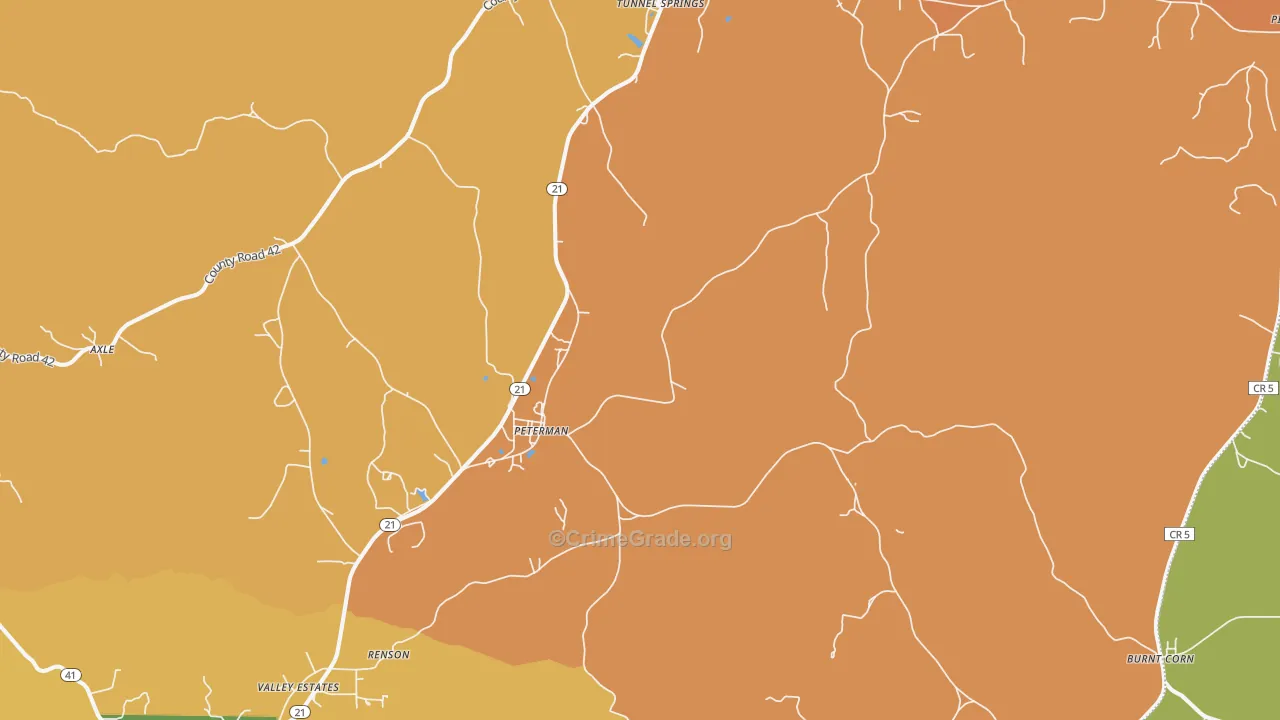 Peterman, AL Map of Theft Rates