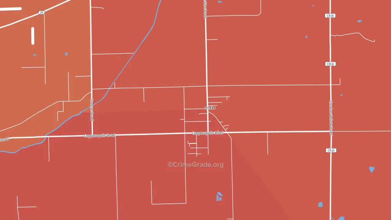 Peters, CA Map of Theft Rates