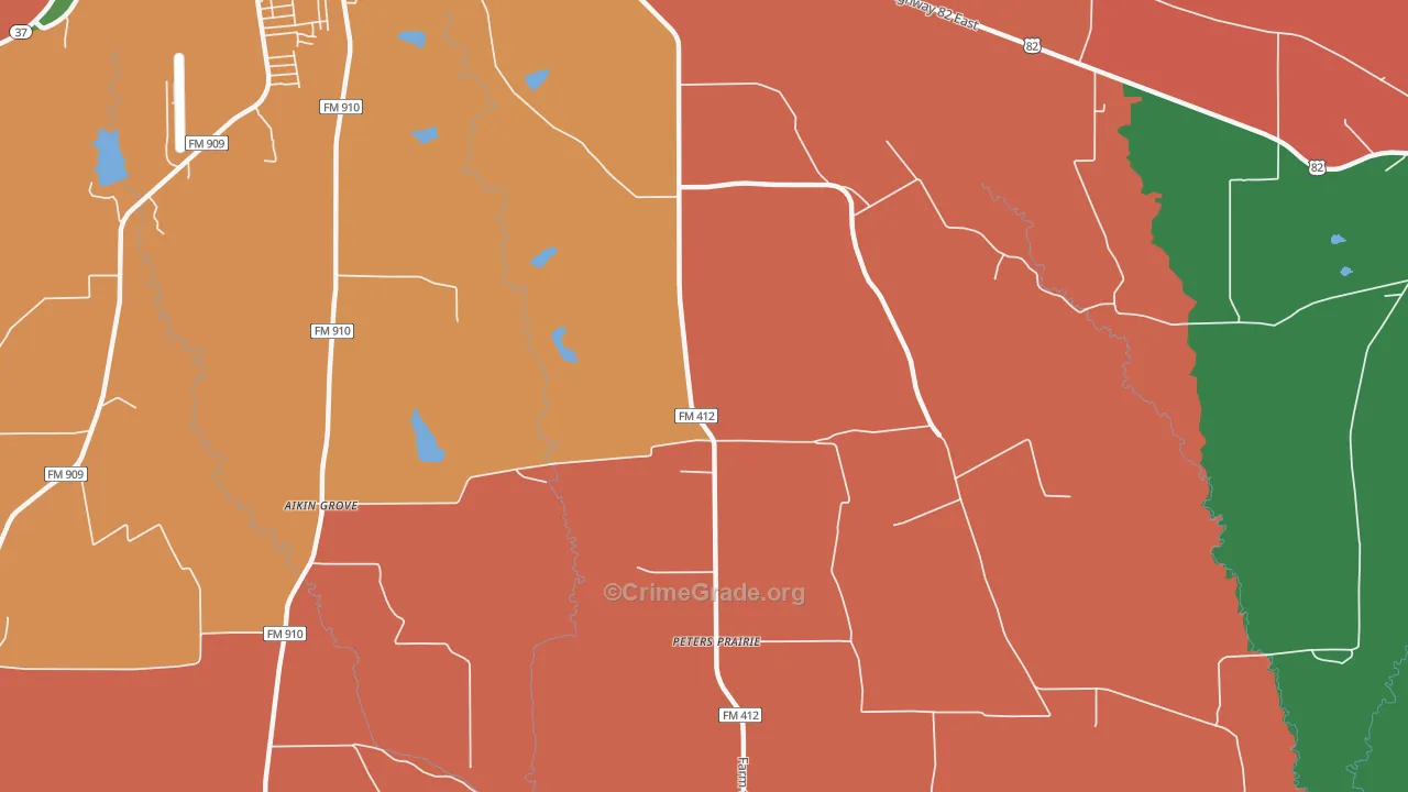 Peters Prairie, TX Map of Theft Rates