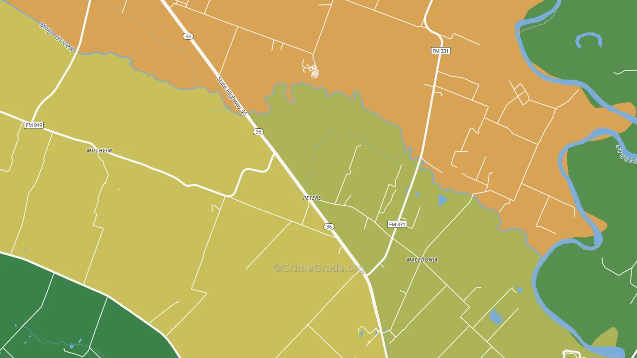 Peters, TX Map of Theft Rates