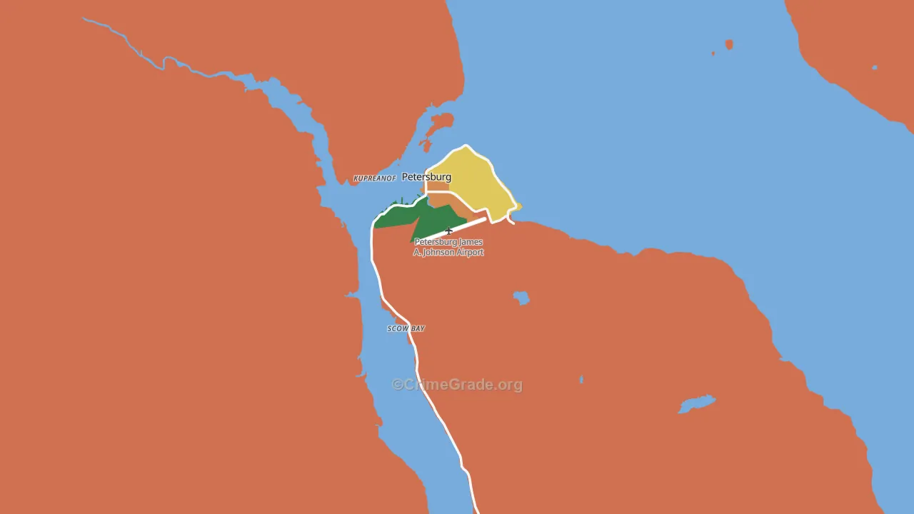 Petersburg Census Area, AK Map of Theft Rates