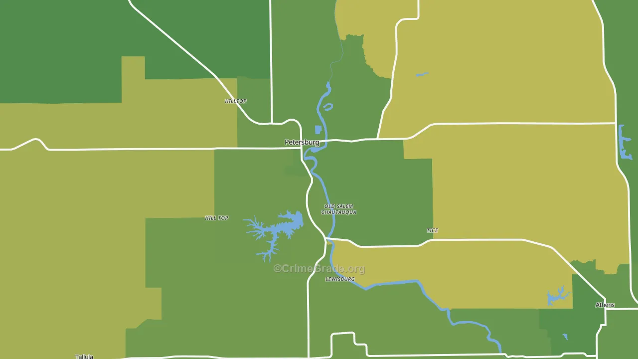Petersburg, IL Map of Theft Rates