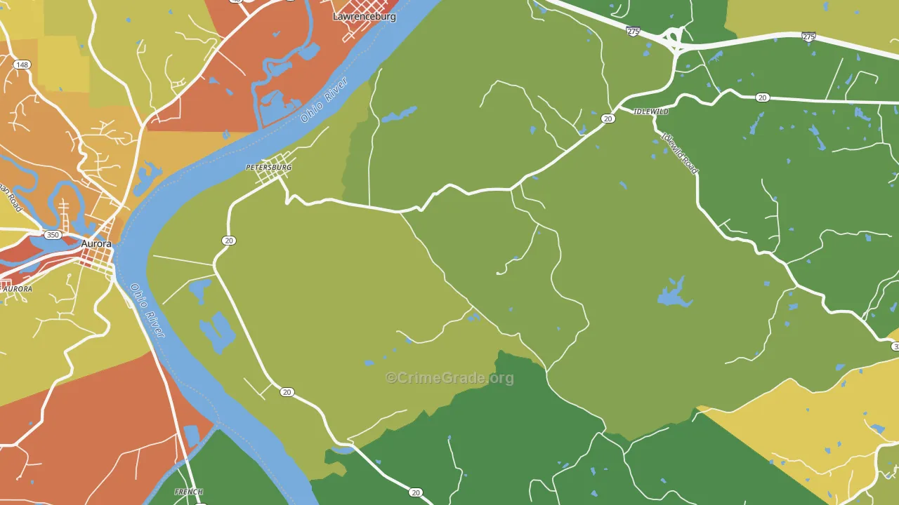 Petersburg, KY Map of Theft Rates