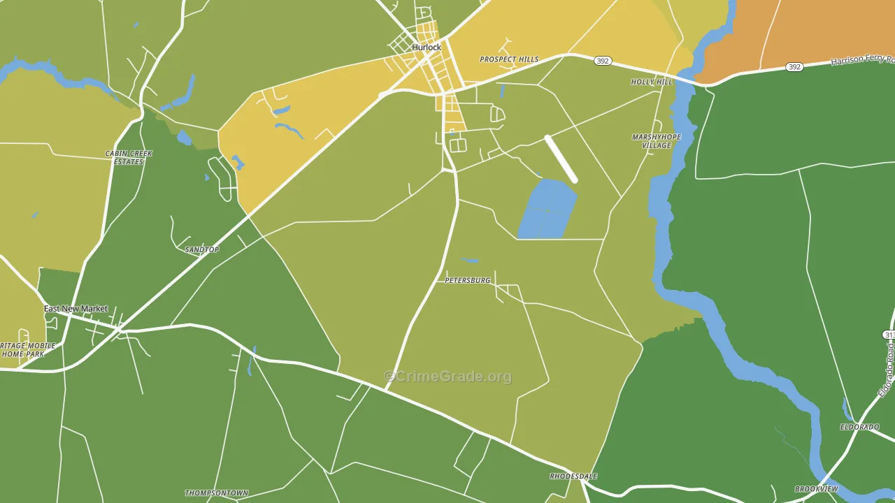 Petersburg, MD Map of Theft Rates
