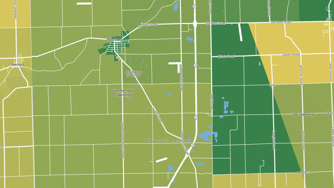 Petersburg, MI Map of Theft Rates