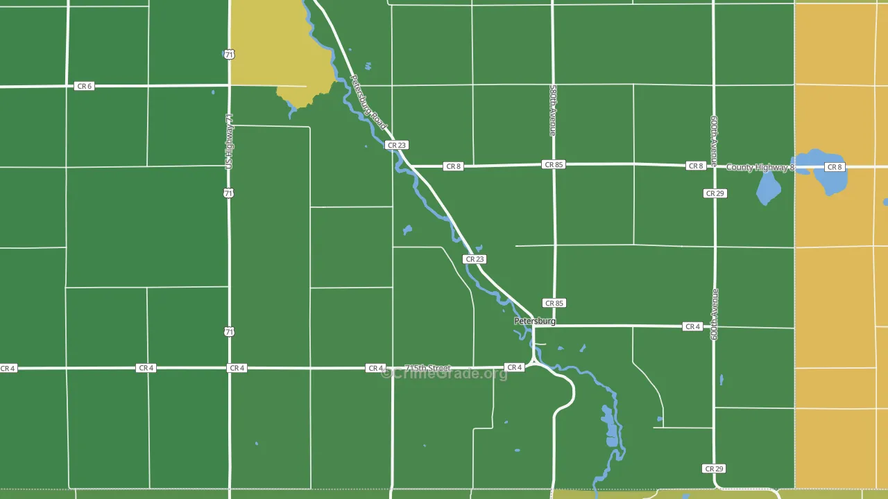 Petersburg, MN Map of Theft Rates
