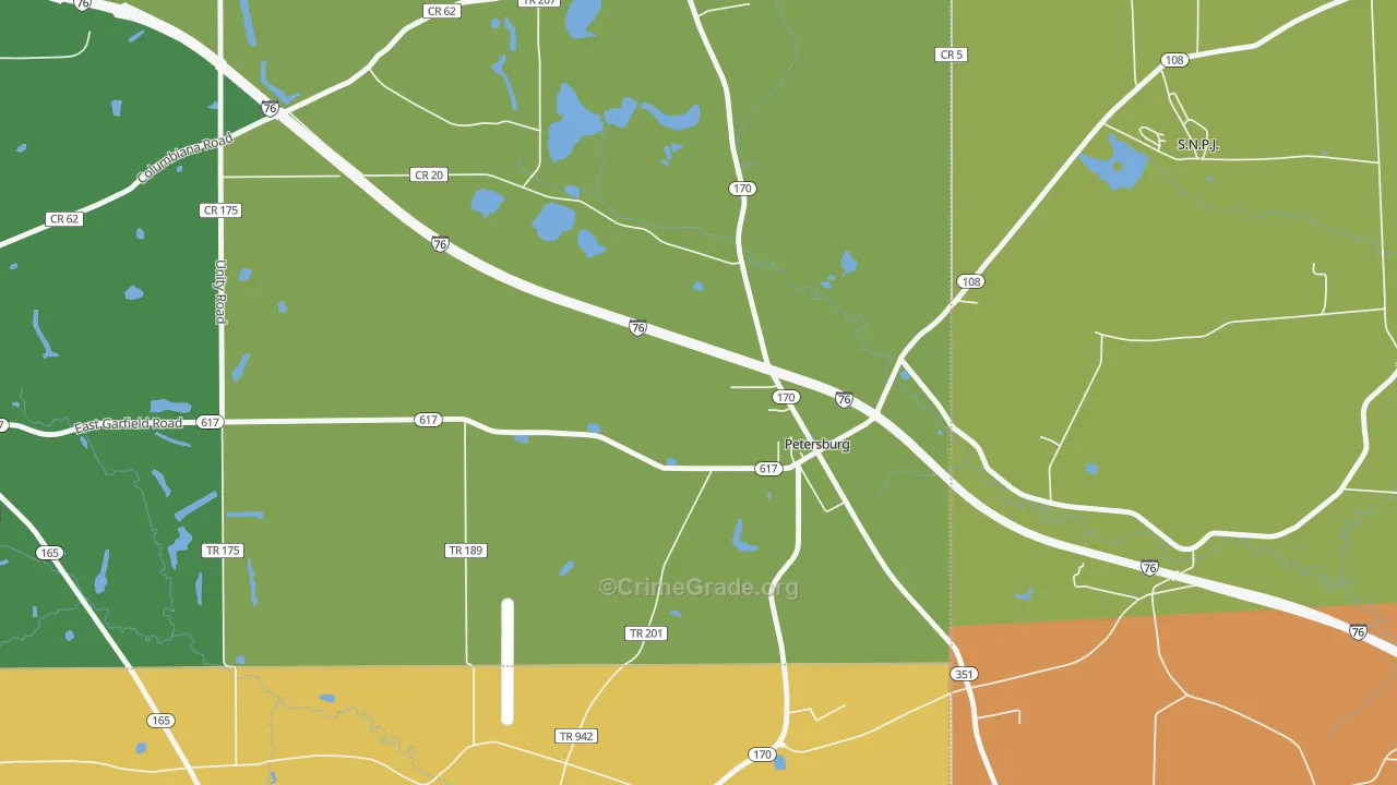 Petersburg, OH Map of Theft Rates