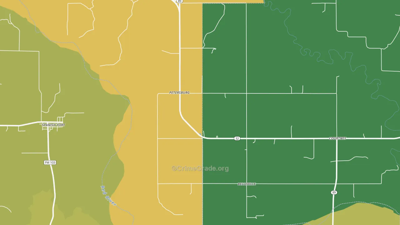 Petersburg, OK Map of Theft Rates
