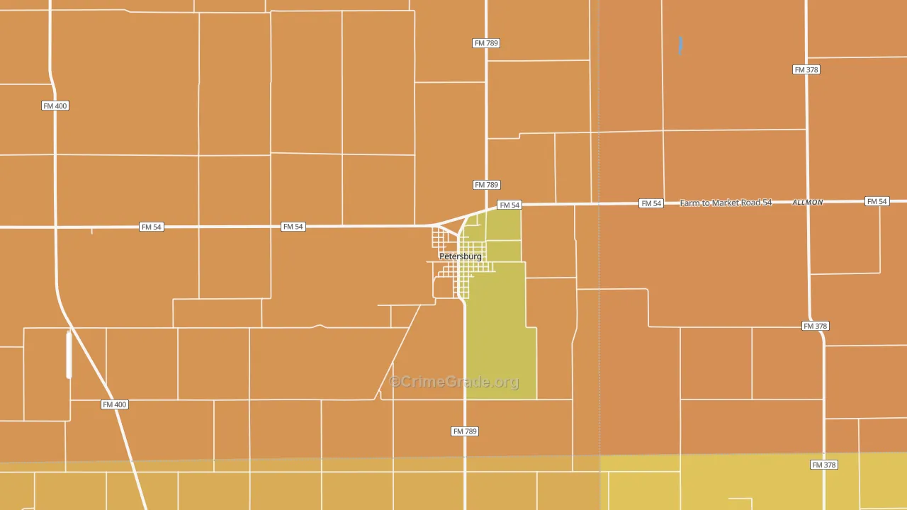 Petersburg, TX Map of Theft Rates