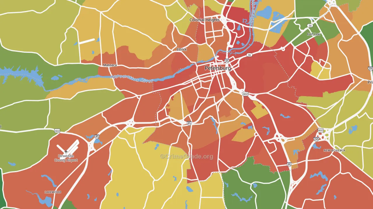 Petersburg, VA Map of Theft Rates