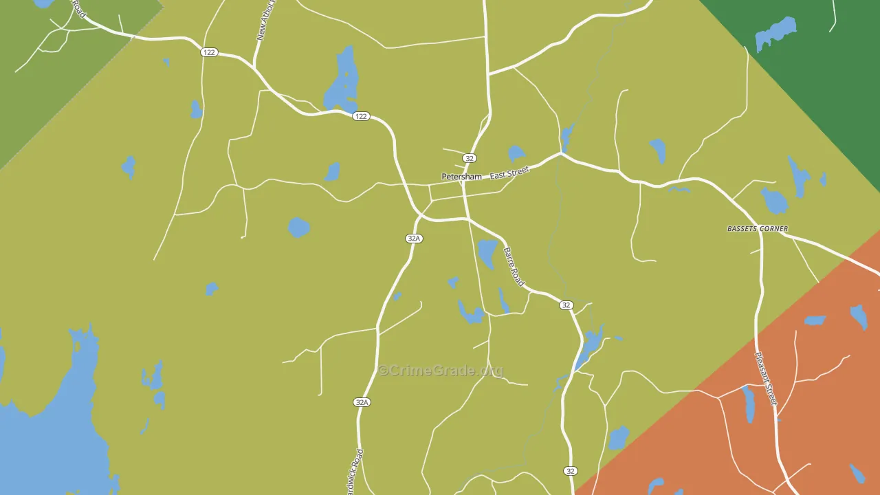 Petersham, MA Map of Theft Rates