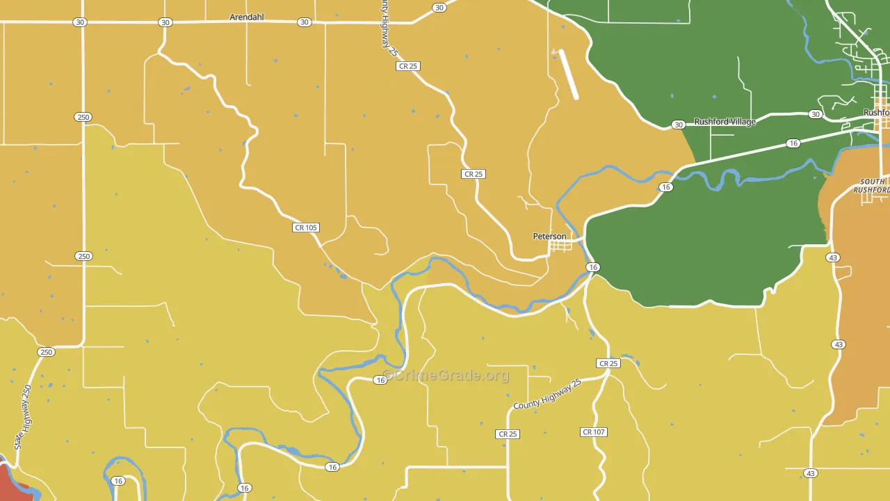 Peterson, MN Map of Theft Rates