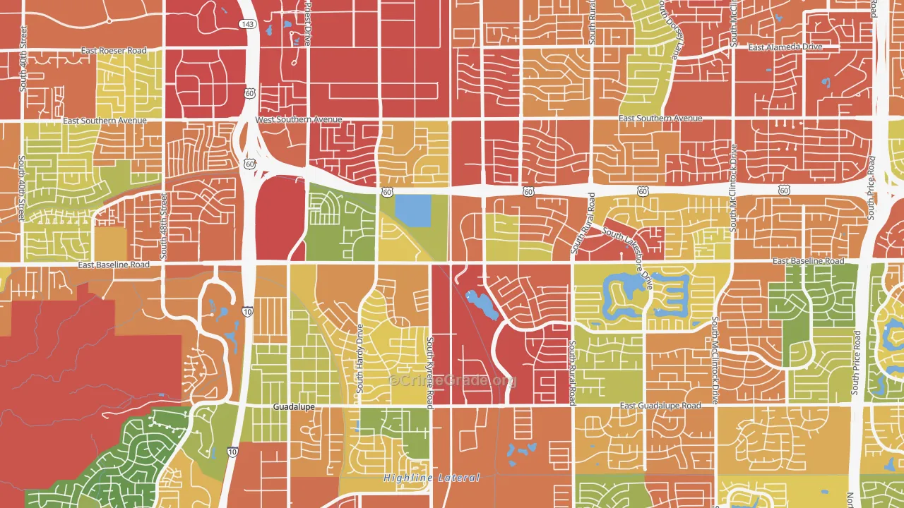 Peterson, Tempe, AZ Map of Theft Rates