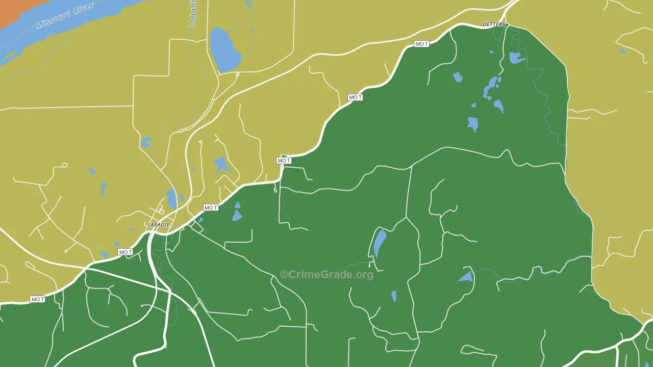 Petersville, MO Map of Theft Rates