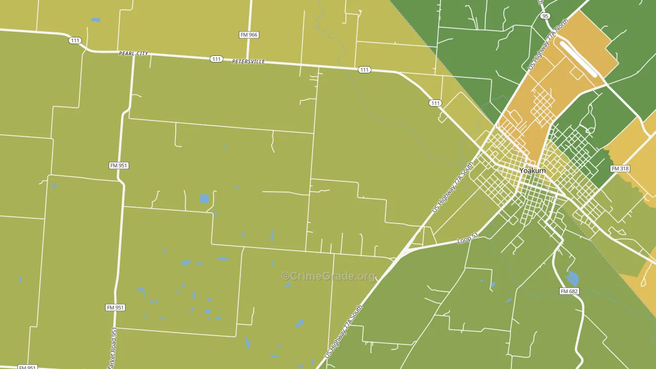 Petersville, TX Map of Theft Rates